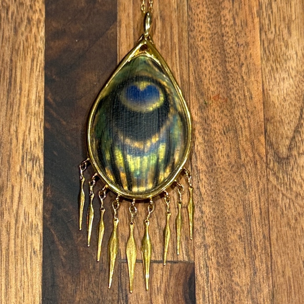 Alexis Bittar Long Necklace Peacock Colors